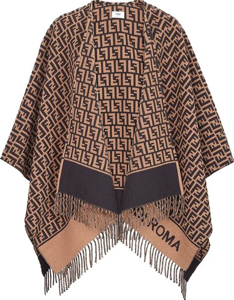 fendi shawl poncho|fendi poncho long fur cape.